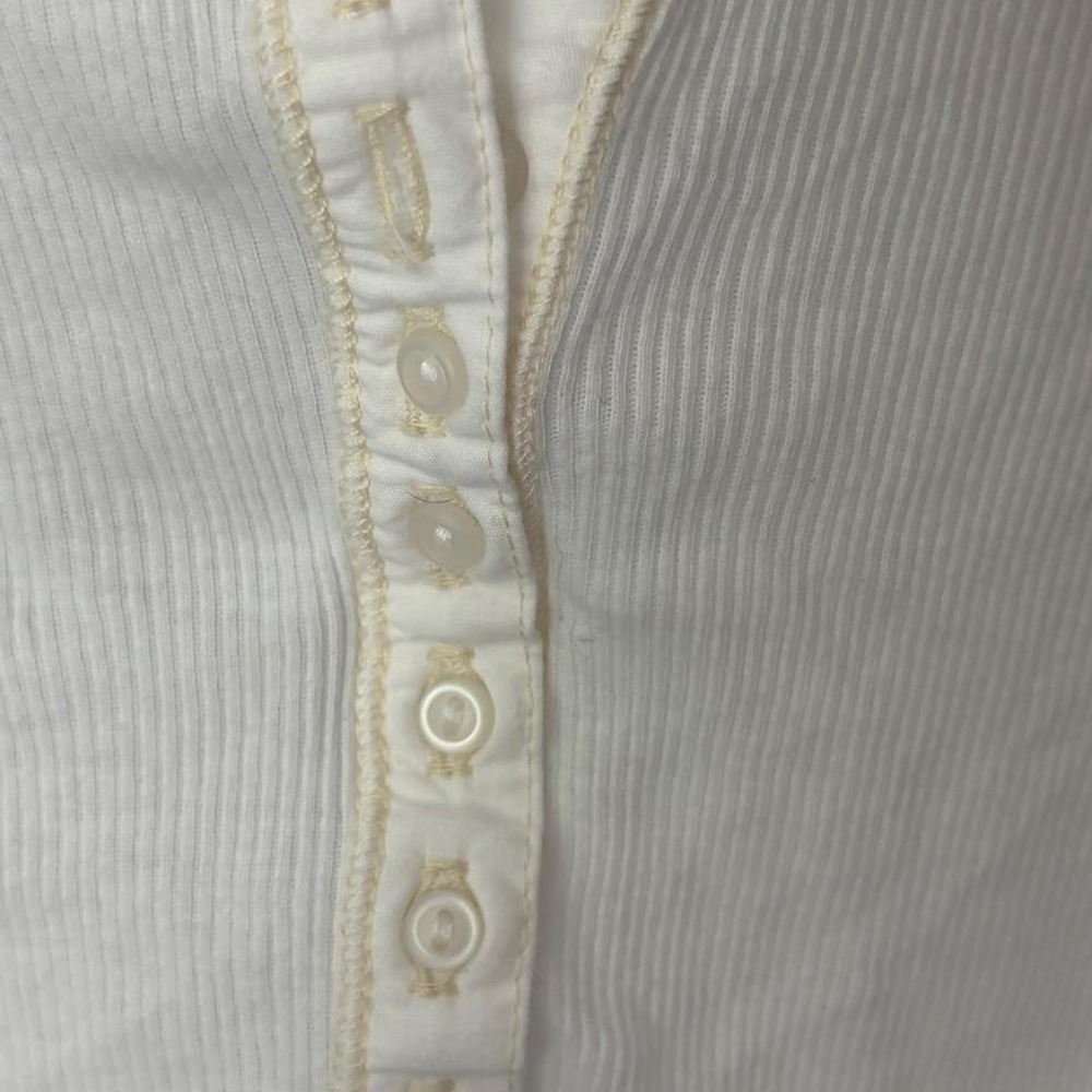 J. Galt/Brandy Melville Women's Cream Ribbed Cotton Button Top T Shirt S/M - Picture 2 of 7